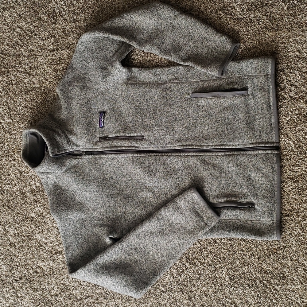 PATAGONIA FULL ZIP UP SWEATER MENS MEDIUM IN GUC GREY GREEN HEATHER